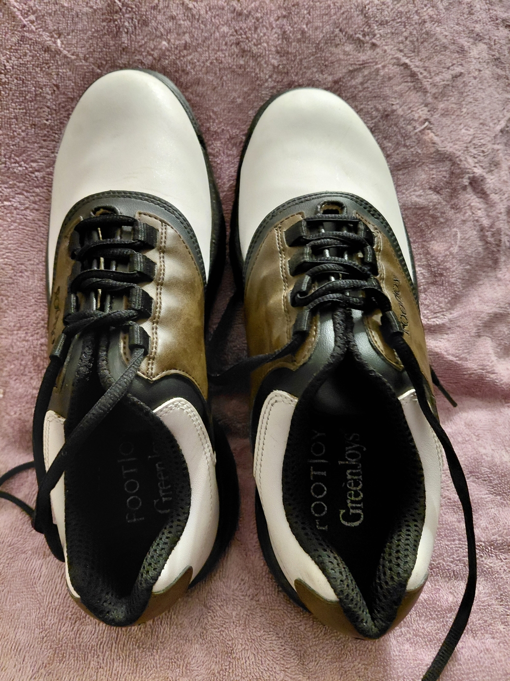 FootJoy Two-Tone White and Brown Golf Sneakers